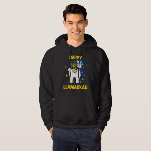 Happy Llamakkah Hanukkah Chanukah Llama Alpaca Sun Hoodie (Voorkant volledig)