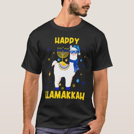 Happy Llamakkah Hanukkah Chanukah Llama Alpaca Sun T-shirt (Voorkant)