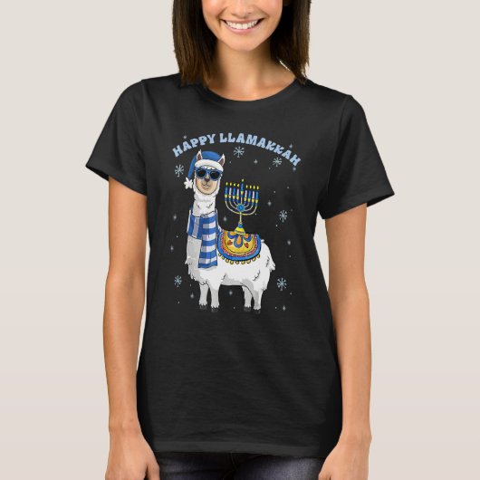 Happy Llamakkah Hanukkah Llama Chanukah Alpaca Gir T-shirt (Voorkant)