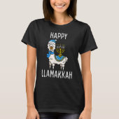 Happy Llamakkah Hanukkah Llama Menorah Chanukah Al T-shirt (Voorkant)