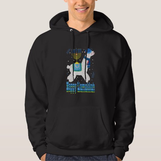 Happy Llamakkah Menorah Hanukkah Llama Cute Alpaca Hoodie (Voorkant)