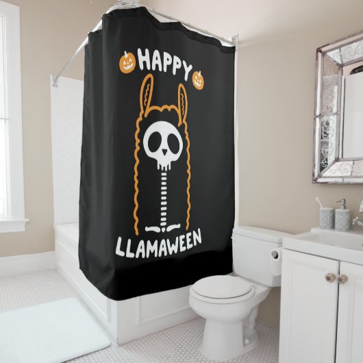 Happy Llamaoween Douchegordijn (In situ)