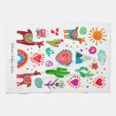 Happy Llamas & Hearts  keukenhanddoeken (Horizontaal)