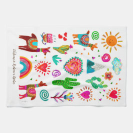 Happy Llamas & Hearts  keukenhanddoeken