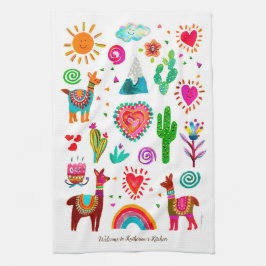 Happy Llamas & Hearts keukenhanddoeken