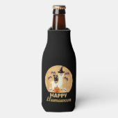 Happy Llamaween Funny Llama Lover Spooky Halloween Flesjeskoeler (Fles Voorkant)