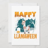 Happy Llamaween llama halloween kostuum voor B Aankondiging (Voorkant)