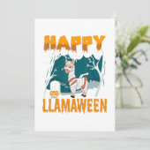 Happy Llamaween llama halloween kostuum voor B Aankondiging (Staand voorkant)