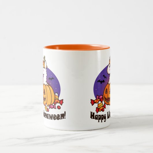 Happy Llamaween Tweekleurige Koffiemok (Center)