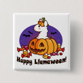 Happy Llamaween Vierkante Button 5,1 Cm (Voorkant)