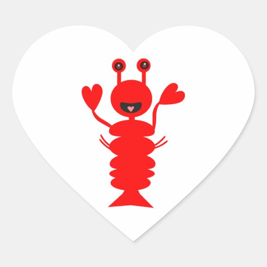 Happy Lobster Hart Sticker (Voorkant)