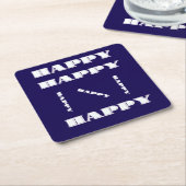 HAPPY Logo Donkerblauw Kartonnen Onderzetters (Schuin)