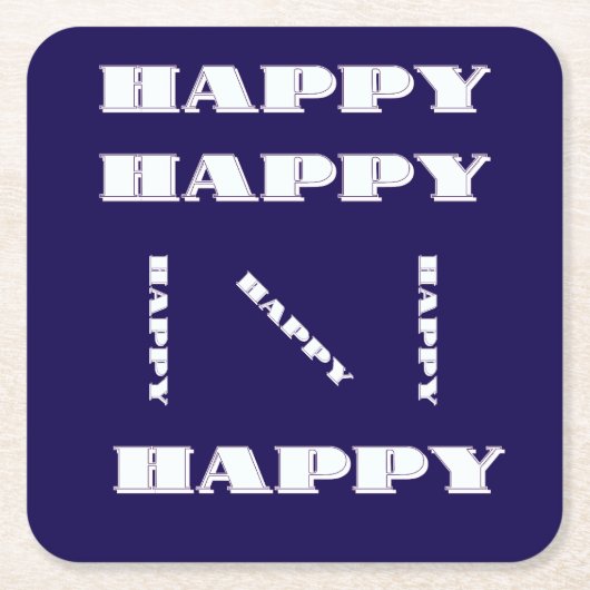 HAPPY Logo Donkerblauw Kartonnen Onderzetters (Voorkant)