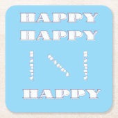 HAPPY Logo Hemelblauw Kartonnen Onderzetters (Voorkant)