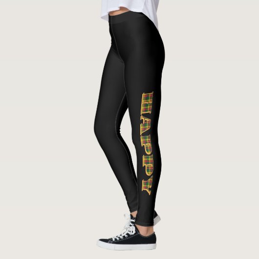 HAPPY Logo Plaid Black Leggings (Links)