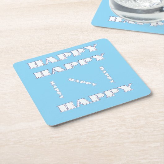 HAPPY Logo Sky Blue Kartonnen Onderzetters (Schuin)