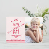 Happy Love Day Cupid's Arrow Valentijnsdag Foto Feestdagenkaart (Staand voorkant)