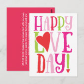 Happy Love Day Cute Valentijnsdag Briefkaart (Voorkant / Achterkant)