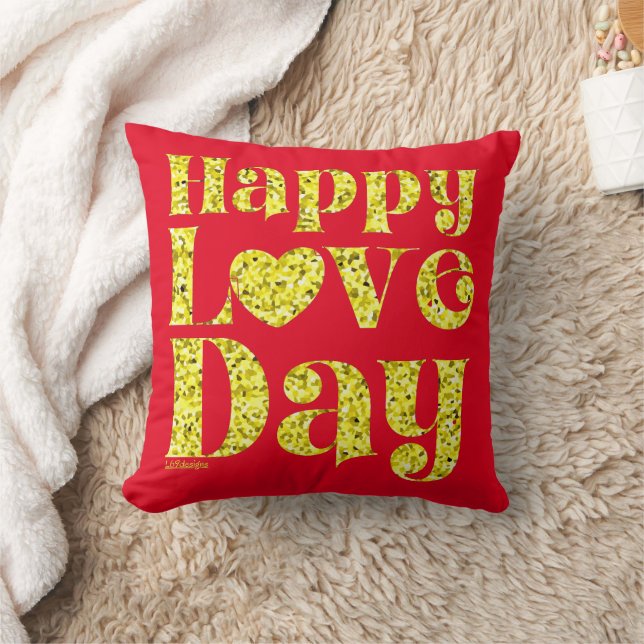 HAPPY LOVE DAY gold Kussen (Deken)