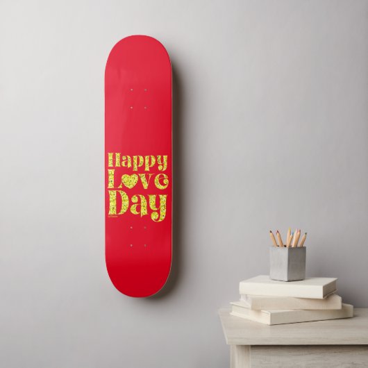 HAPPY LOVE DAY gold Persoonlijk Skateboard (Muurkunst)