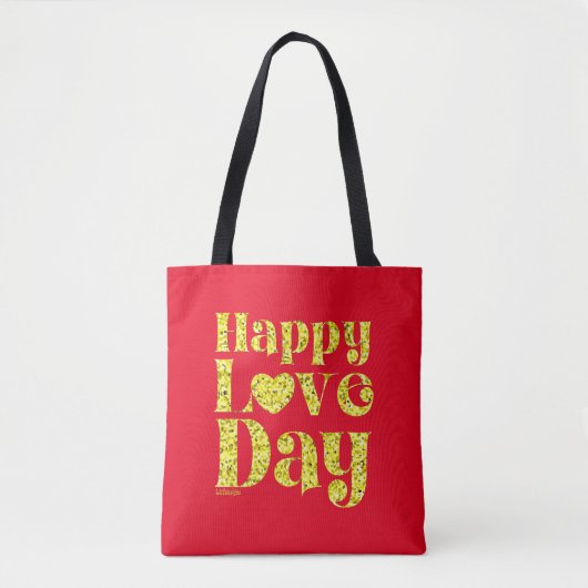 HAPPY LOVE DAY gold Tote Bag (Voorkant)