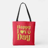 HAPPY LOVE DAY gold Tote Bag (Achterkant)