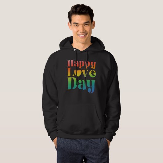 HAPPY LOVE DAY regenbooggradiënt valentijn Hoodie (Voorkant volledig)
