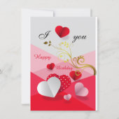 Happy Love Heart, Flashy Verjaardag Wenskaart Kaart (Voorkant)