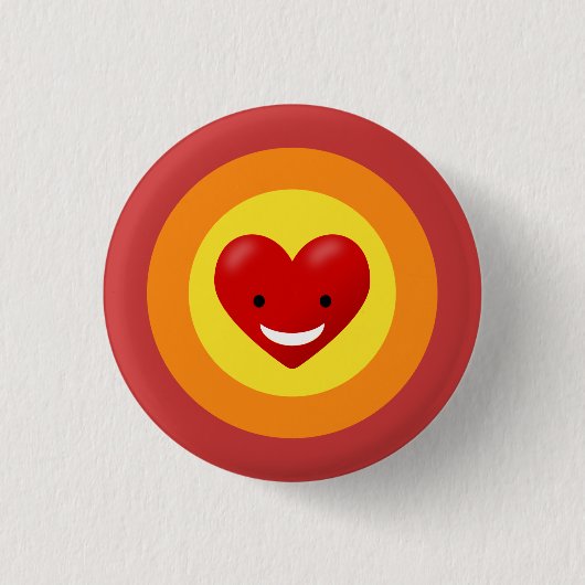 Happy Love Heart Ronde Button 3,2 Cm (Voorkant)