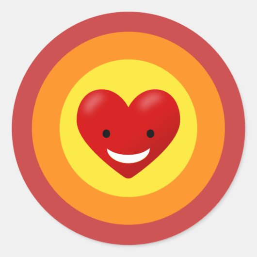 Happy Love Heart Ronde Sticker (Voorkant)