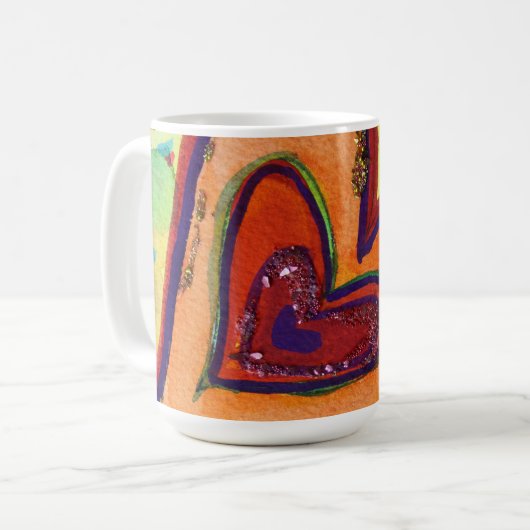 Happy Love Hearts Custom Coffee Mok (Voorkant links)