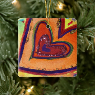 Happy Love Hearts Custom Holiday Gift Ornaments Keramisch Ornament