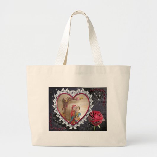 Happy Lovers-dag Grote Tote Bag (Voorkant)