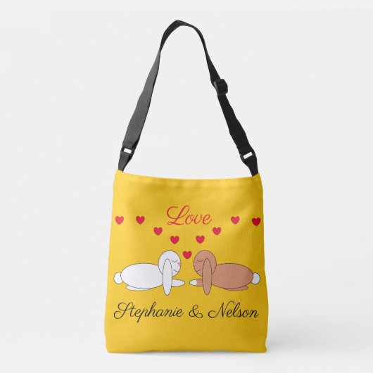 Happy, Loving Rabbits: Yellow Crossbody Tas (Achterkant)