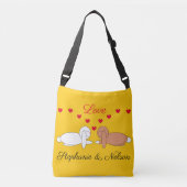 Happy, Loving Rabbits: Yellow Crossbody Tas (Voorkant)