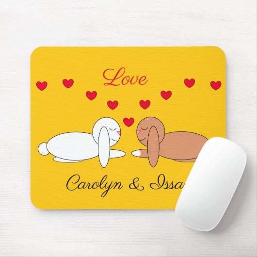 Happy, Loving Rabbits: Yellow Muismat (Met muis)