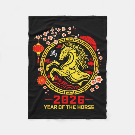 Happy Lunar Chinese New Year Of The Horse 2026 Zod Fleece Deken (Voorkant)