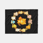 Happy Lunar New Year Animals 12 Chinese Zodiac Sig Fleece Deken (Voorkant (Horizontaal))