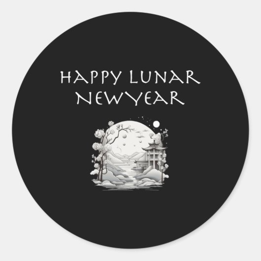 Happy Lunar New Year Charming Design Gift Ronde Sticker (Voorkant)