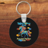Happy Lunar New Year Colorful Horse  Sleutelhanger (Voorkant)