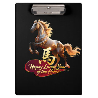 Happy Lunar New Year Majestic Golden Horse Klembord
