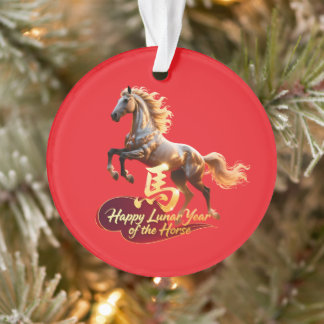 Happy Lunar New Year Majestic Golden Horse Ornament