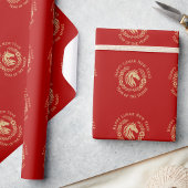 Happy Lunar New Year of the Horse Wreath Flowers Cadeaupapier