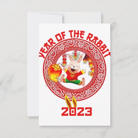 Happy Lunar nieuwjaar 2023, Cute Chinese Rabbit Bedankkaart (Voorkant)