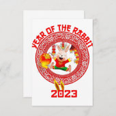 Happy Lunar nieuwjaar 2023, Cute Chinese Rabbit Bedankkaart (Voorkant / Achterkant)