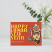 Happy Lunar nieuwjaar rood en gouden design Briefkaart (Staand voorkant)