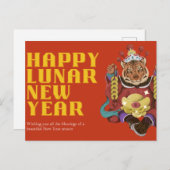 Happy Lunar nieuwjaar rood en gouden design Briefkaart (Voorkant / Achterkant)