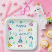 Happy Lung-aversary Green Stripe Party Papieren Bordje (Feest)