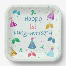 Happy Lung-aversary Green Stripe Party Papieren Bordje
