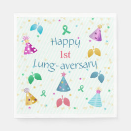 Happy Lung-aversary Green Stripe Party Servet